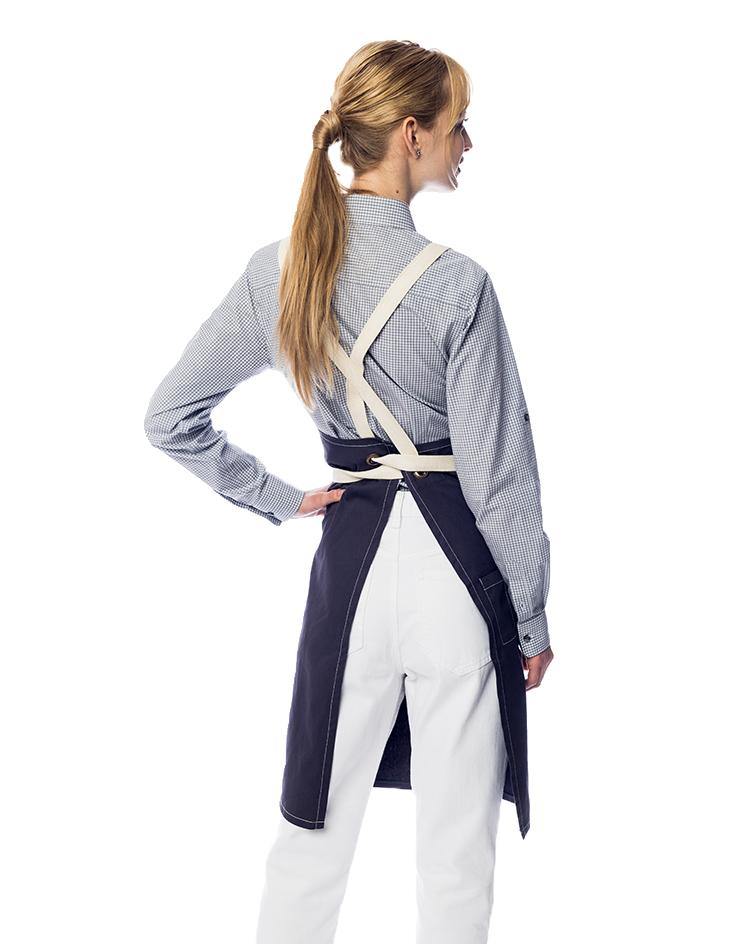 Grey Apron with White Canvas Straps and Leather Details - Kloth Studio Inc. - klothstudio.com