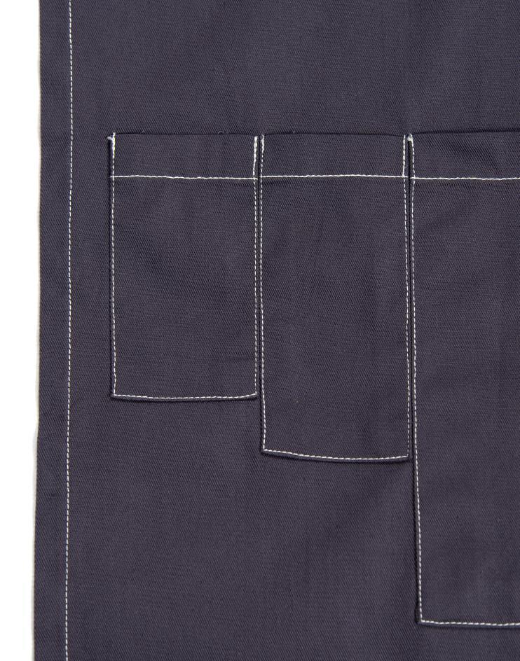 Grey Apron with White Canvas Straps and Leather Details - Kloth Studio Inc. - klothstudio.com
