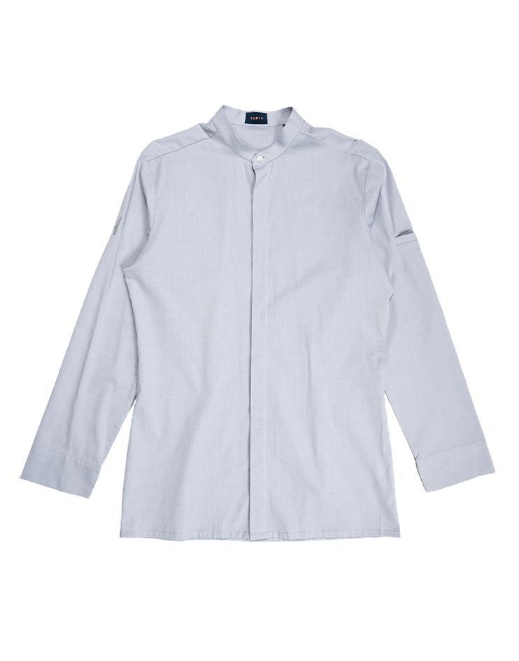 Light Grey Mandarin Collar Shirt - Kloth Studio Inc. - klothstudio.com