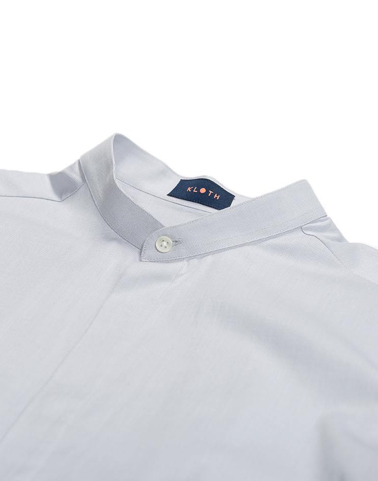 Light Grey Mandarin Collar Shirt - Kloth Studio Inc. - klothstudio.com