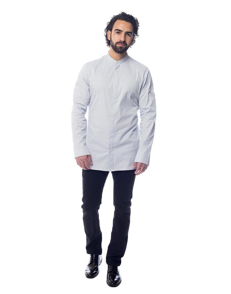 Light Grey Mandarin Collar Shirt - Kloth Studio Inc. - klothstudio.com