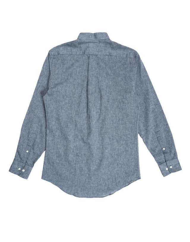 Blue Chambray Shirt with Palm Leaves Contrast Collar - Kloth Studio Inc. - klothstudio.com