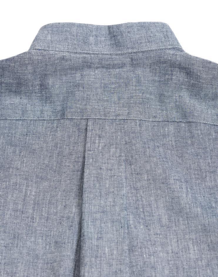 Blue Chambray Shirt with Palm Leaves Contrast Collar - Kloth Studio Inc. - klothstudio.com