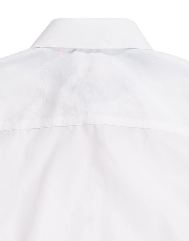 White Short Sleeve Shirt with Navy Contrast Collar - Kloth Studio Inc. - klothstudio.com