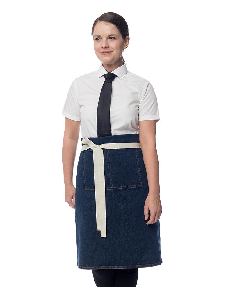 Dark Denim Bistro Apron with Contrast Straps - Kloth Studio Inc. - klothstudio.com