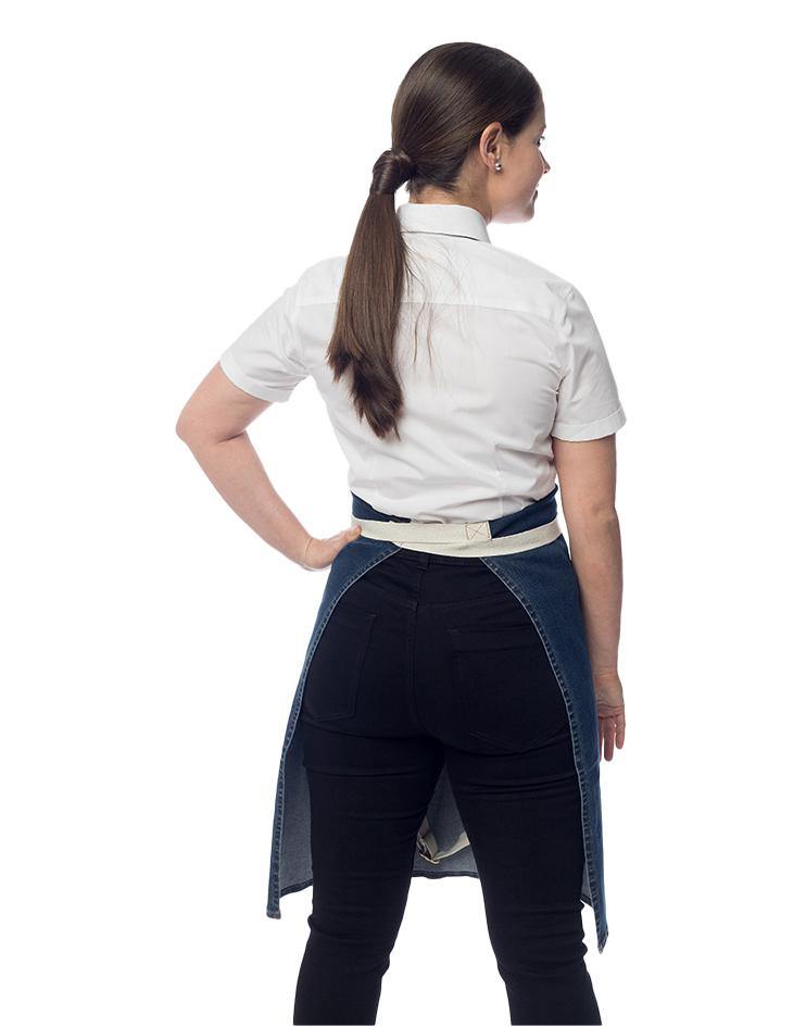 Dark Denim Bistro Apron with Contrast Straps - Kloth Studio Inc. - klothstudio.com