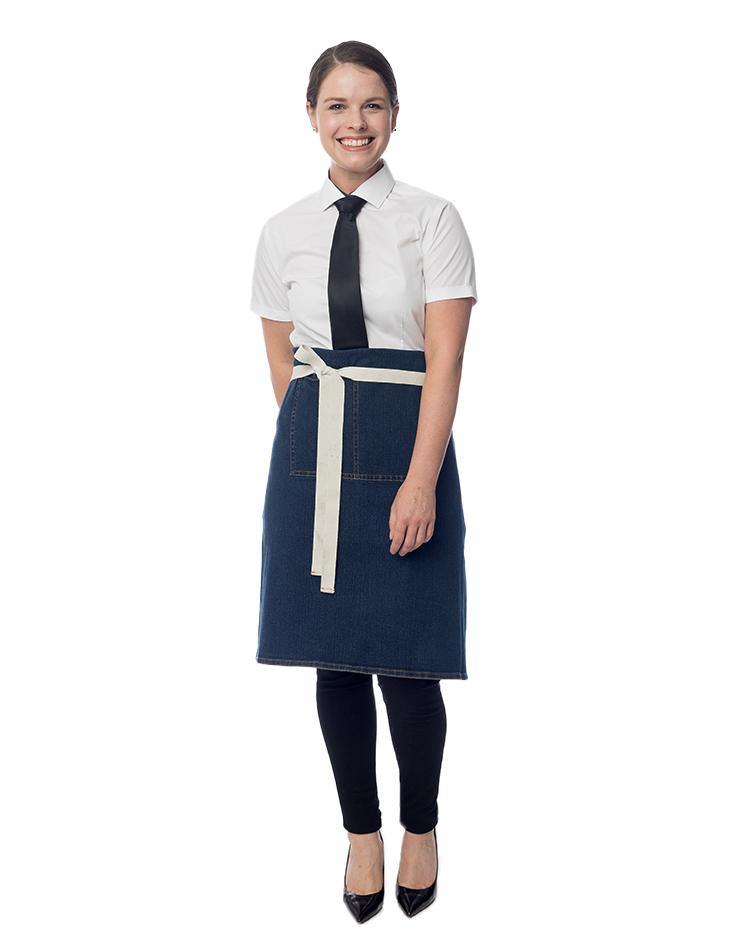 Dark Denim Bistro Apron with Contrast Straps - Kloth Studio Inc. - klothstudio.com