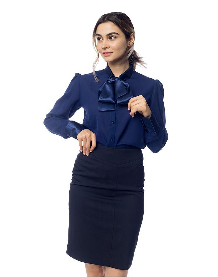 Navy Bow Blouse - Kloth Studio Inc. - klothstudio.com