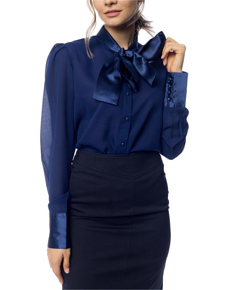 Navy Bow Blouse - Kloth Studio Inc. - klothstudio.com