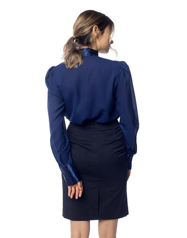 Navy Bow Blouse - Kloth Studio Inc. - klothstudio.com