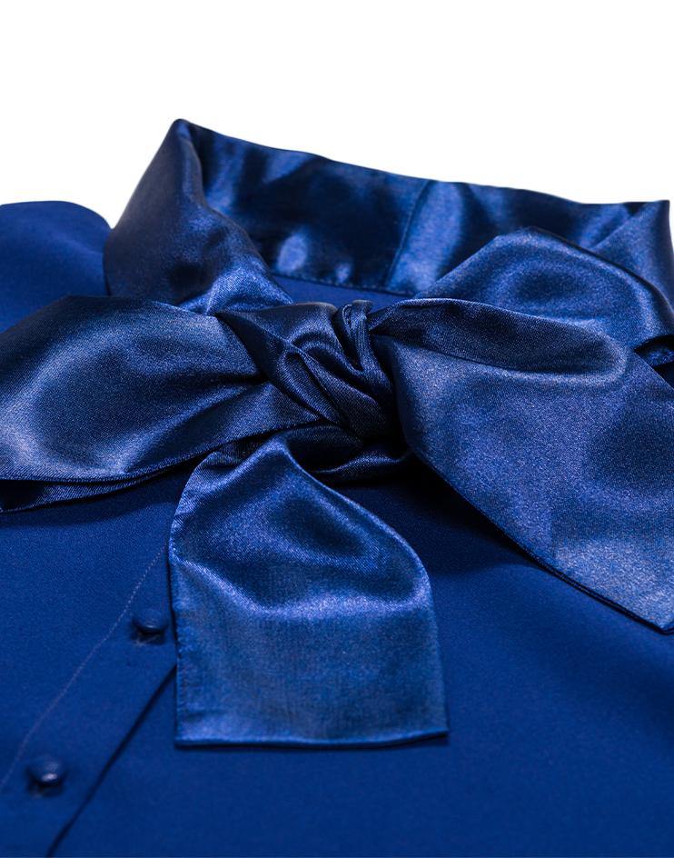 Navy Bow Blouse - Kloth Studio Inc. - klothstudio.com