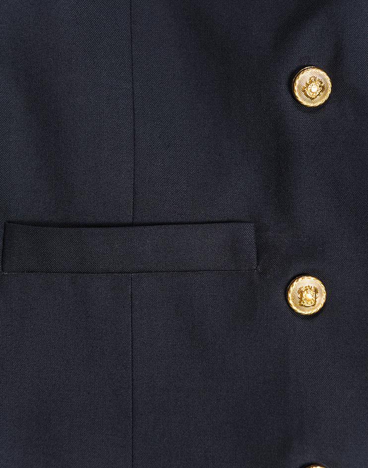 Navy Vest with Velvet Lapels and Gold Buttons - Kloth Studio Inc. - klothstudio.com