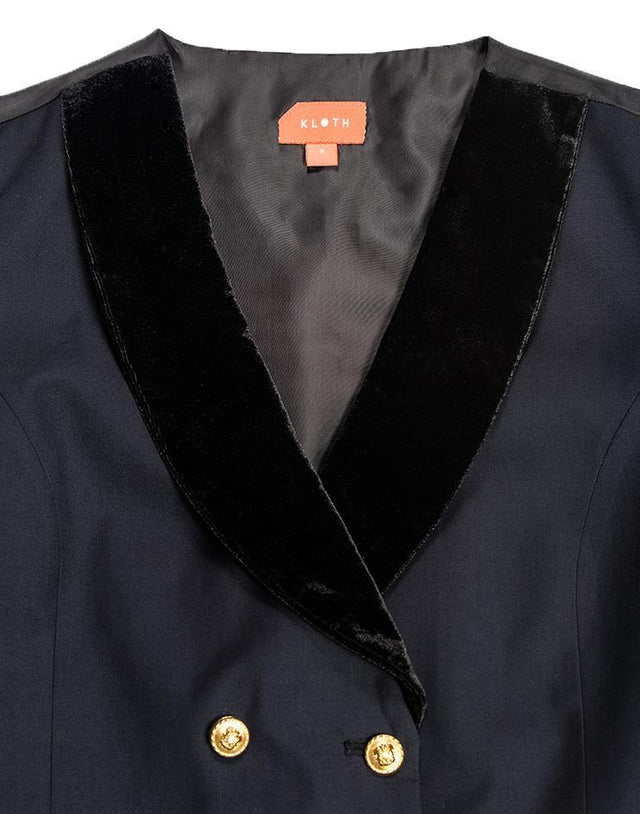 Navy Vest with Velvet Lapels and Gold Buttons - Kloth Studio Inc. - klothstudio.com