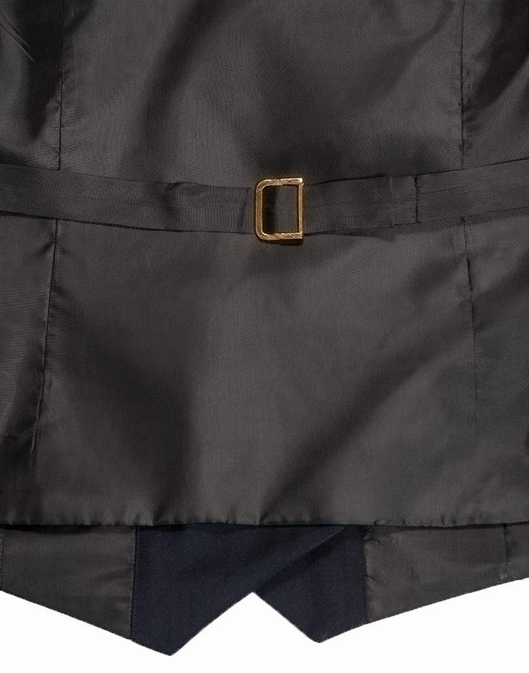 Navy Vest with Velvet Lapels and Gold Buttons - Kloth Studio Inc. - klothstudio.com