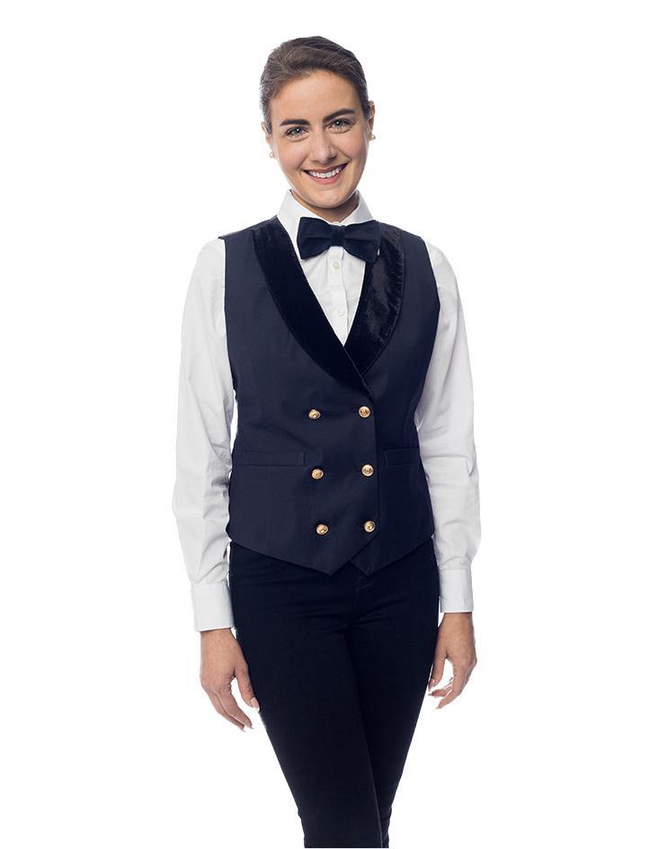 Navy Vest with Velvet Lapels and Gold Buttons - Kloth Studio Inc. - klothstudio.com