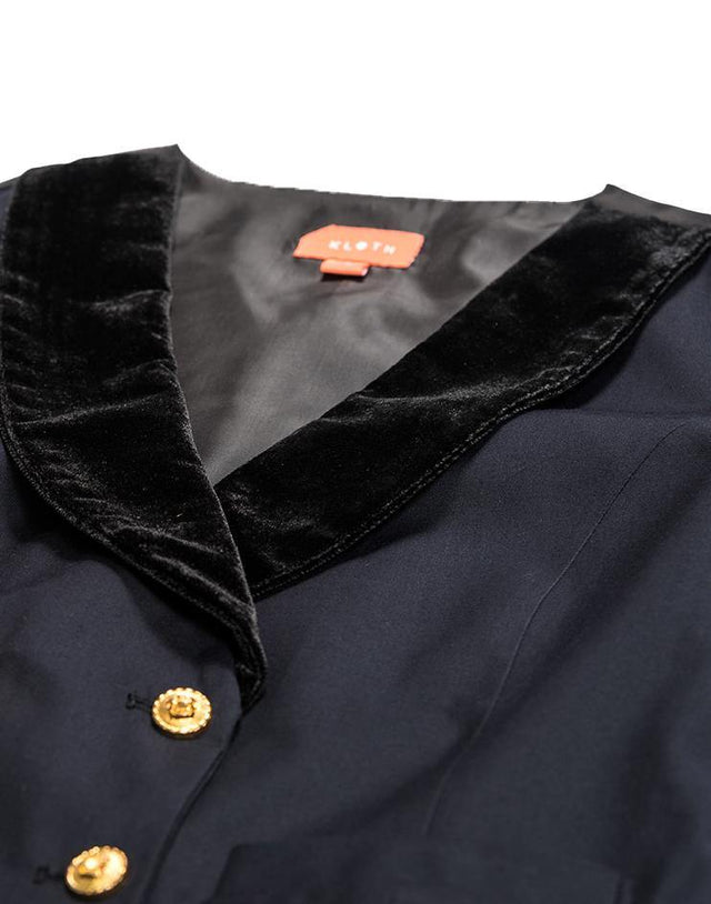 Navy Vest with Velvet Lapels and Gold Buttons - Kloth Studio Inc. - klothstudio.com