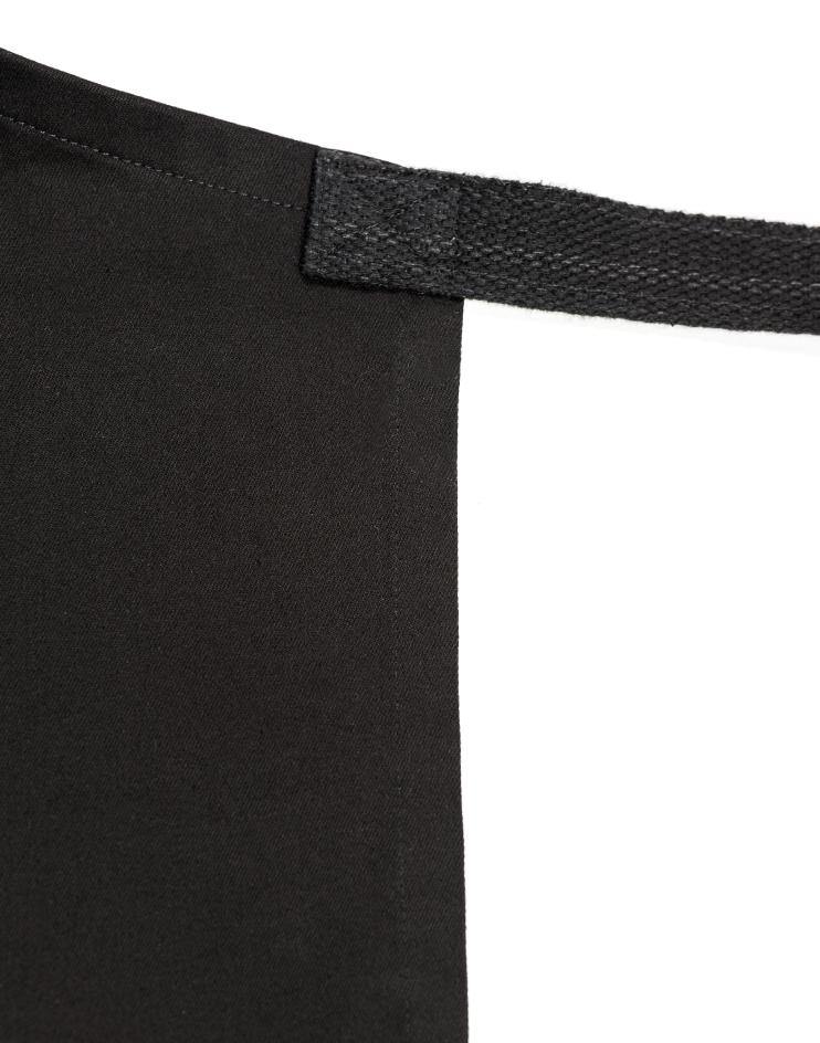 Black Bib Apron with Brown Leather Neck Strap - Kloth Studio Inc. - klothstudio.com