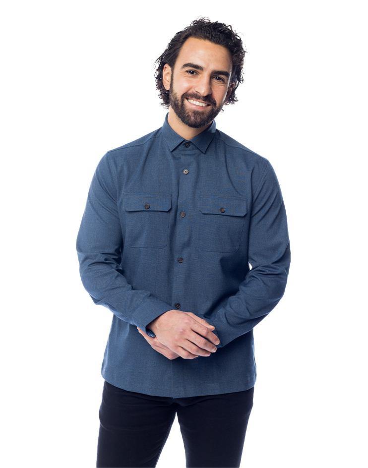 Blue Button-Down Shirt with Chest Pockets - Kloth Studio Inc. - klothstudio.com