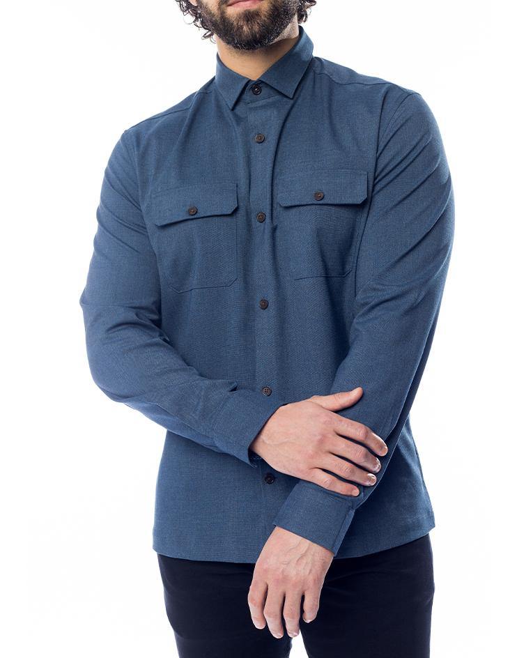 Blue Button-Down Shirt with Chest Pockets - Kloth Studio Inc. - klothstudio.com