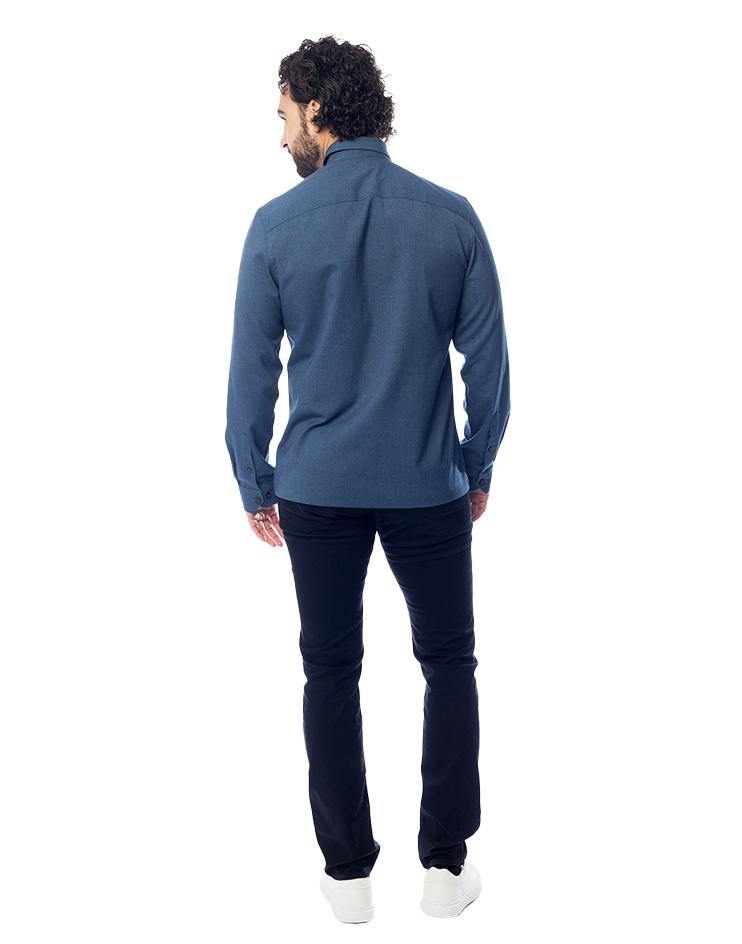 Blue Button-Down Shirt with Chest Pockets - Kloth Studio Inc. - klothstudio.com