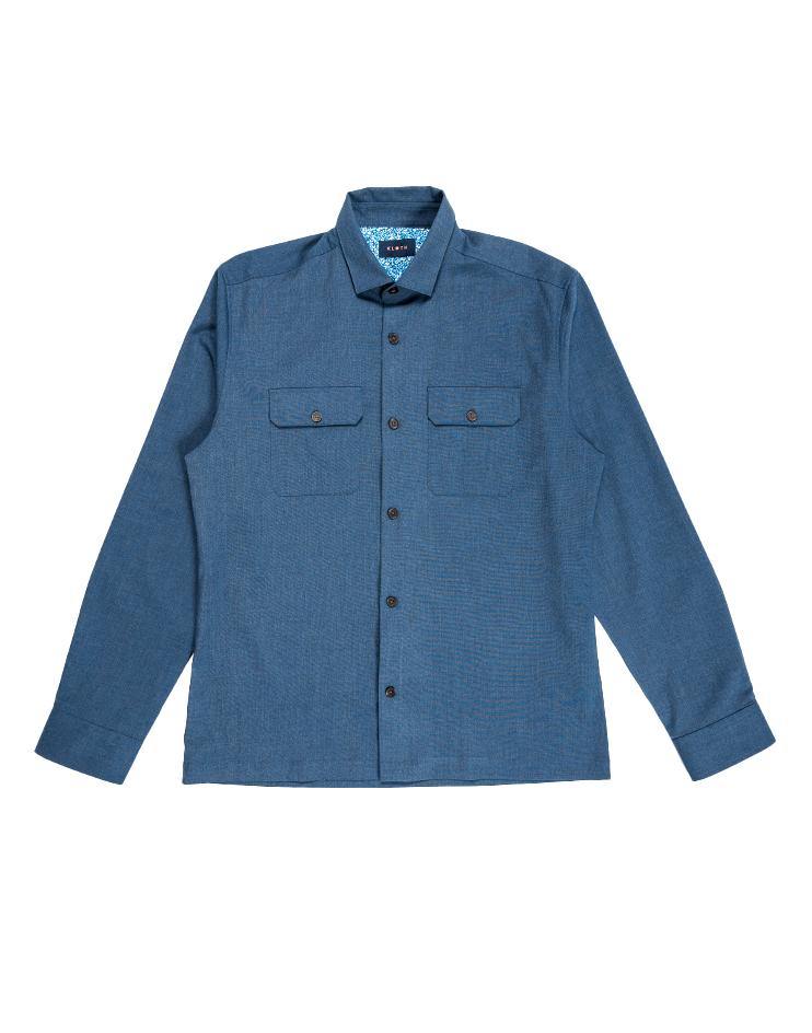 Blue Button-Down Shirt with Chest Pockets - Kloth Studio Inc. - klothstudio.com