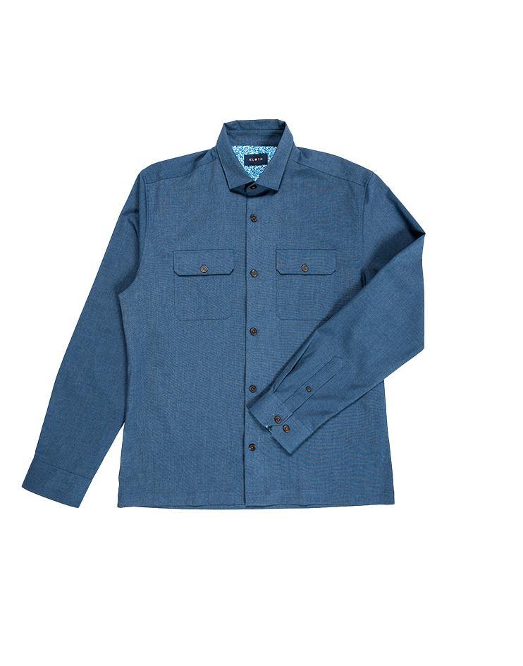 Blue Button-Down Shirt with Chest Pockets - Kloth Studio Inc. - klothstudio.com