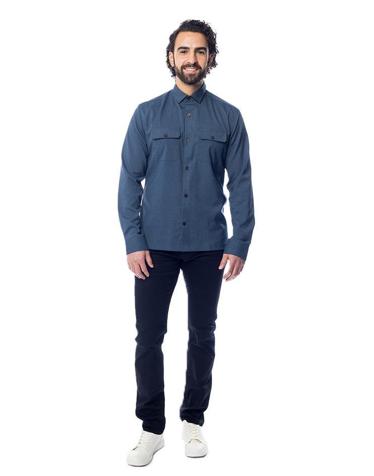 Blue Button-Down Shirt with Chest Pockets - Kloth Studio Inc. - klothstudio.com