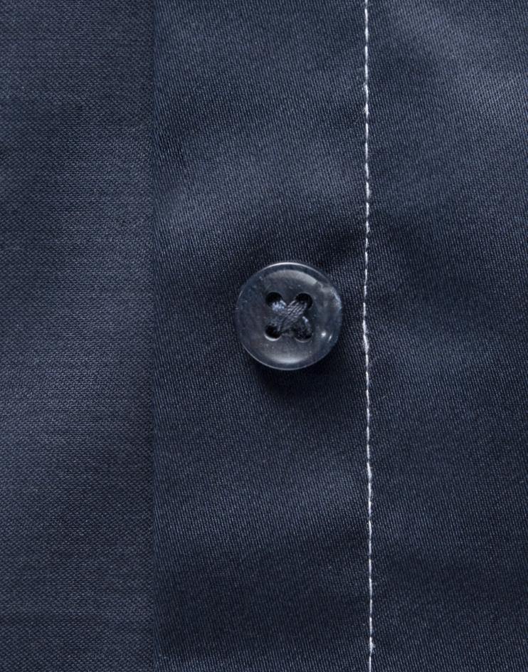 Navy Blue Tie Front Dress with Contrast White Stitching - Kloth Studio Inc. - klothstudio.com