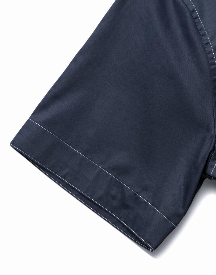 Navy Blue Tie Front Dress with Contrast White Stitching - Kloth Studio Inc. - klothstudio.com