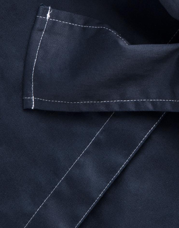 Navy Blue Tie Front Dress with Contrast White Stitching - Kloth Studio Inc. - klothstudio.com