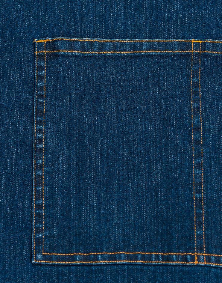 Dark Denim Bib Apron with Front Pockets and Contrast Straps - Kloth Studio Inc. - klothstudio.com