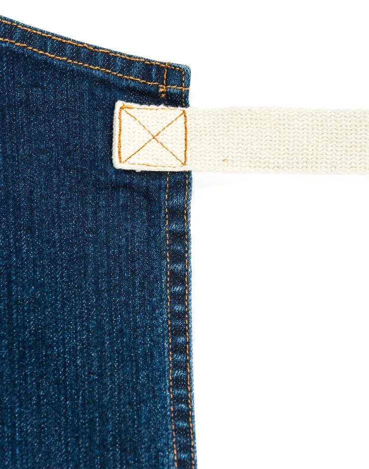 Dark Denim Bib Apron with Front Pockets and Contrast Straps - Kloth Studio Inc. - klothstudio.com