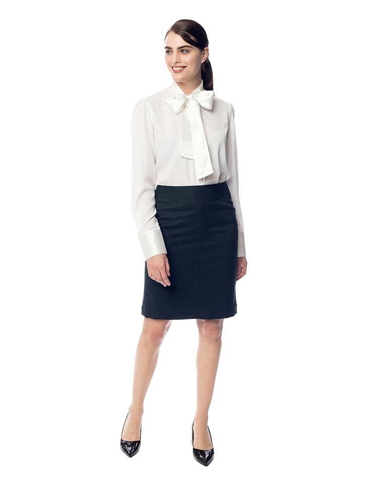 Cream Blouse with Satin Neck Tie - Kloth Studio Inc. - klothstudio.com