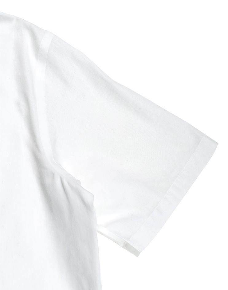 White Mandarin Collar Button Down with Short-Sleeves - Kloth Studio Inc. - klothstudio.com