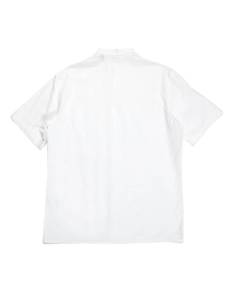 White Mandarin Collar Button Down with Short-Sleeves - Kloth Studio Inc. - klothstudio.com