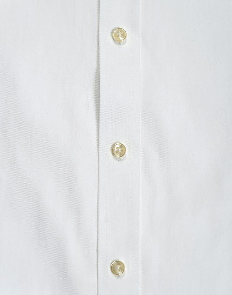 White Mandarin Collar Button Down with Short-Sleeves - Kloth Studio Inc. - klothstudio.com