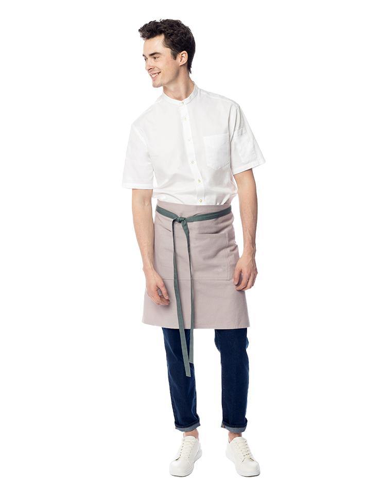 White Mandarin Collar Button Down with Short-Sleeves - Kloth Studio Inc. - klothstudio.com