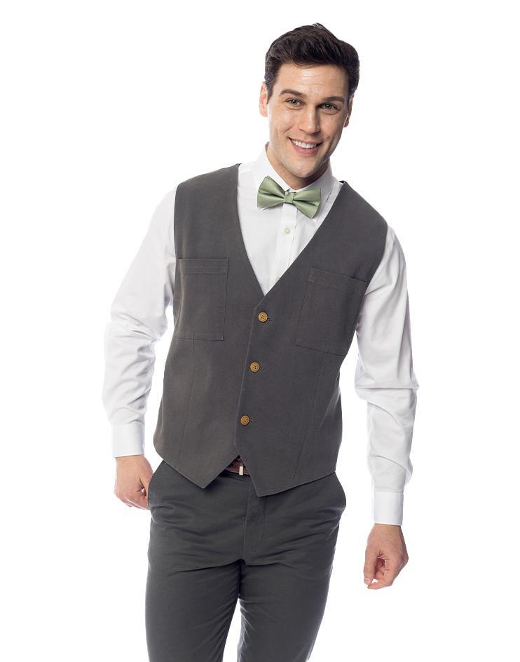 Men's Grey 3-Button Vest - Kloth Studio Inc. - klothstudio.com