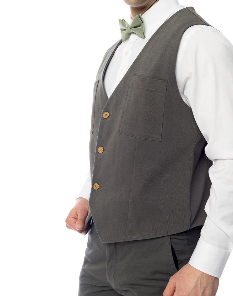 Men's Grey 3-Button Vest - Kloth Studio Inc. - klothstudio.com