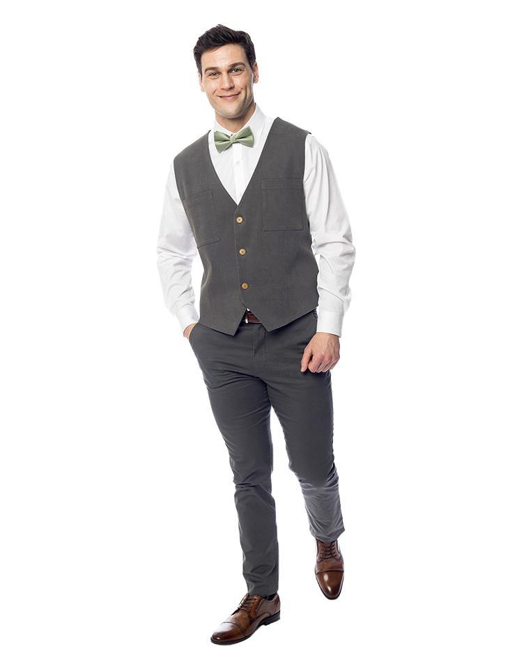 Men's Grey 3-Button Vest - Kloth Studio Inc. - klothstudio.com
