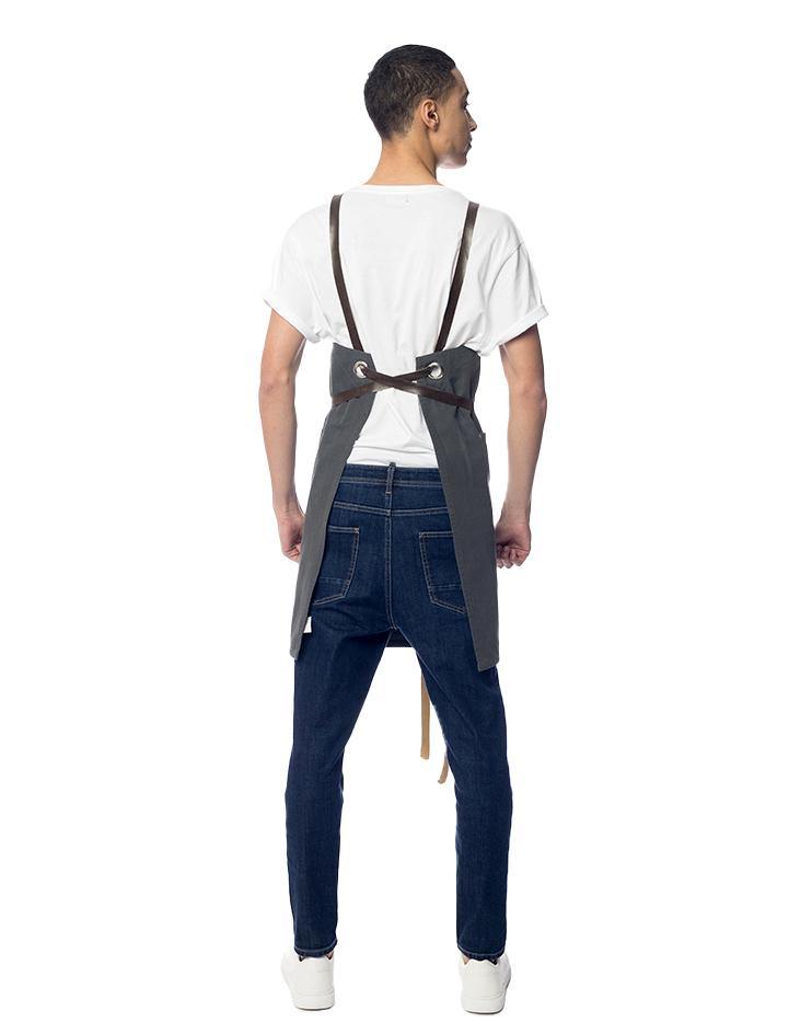 Grey Canvas Apron with Leather Accents - Kloth Studio Inc. - klothstudio.com