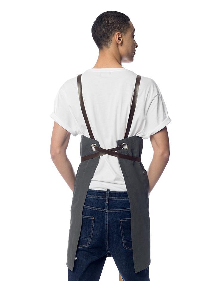 Grey Canvas Apron with Leather Accents - Kloth Studio Inc. - klothstudio.com