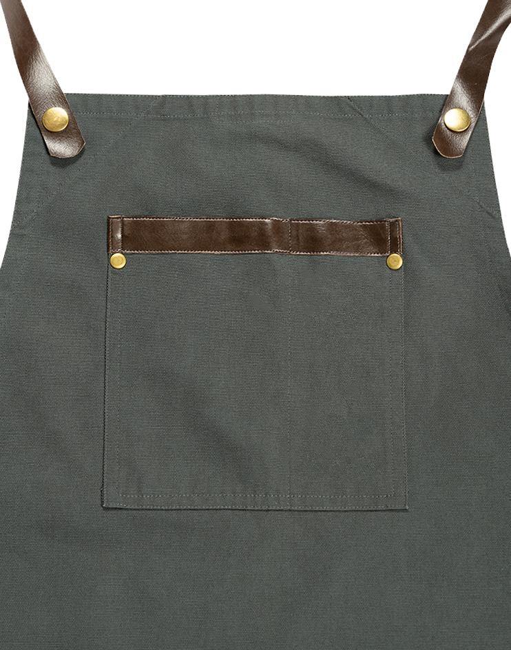 Grey Canvas Apron with Leather Accents - Kloth Studio Inc. - klothstudio.com