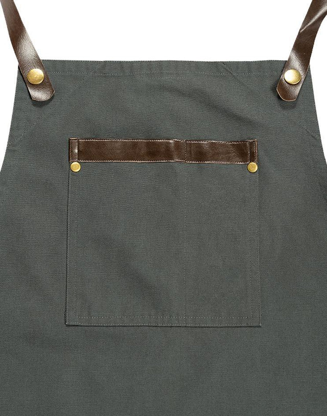 Grey Canvas Apron with Leather Accents - Kloth Studio Inc. - klothstudio.com