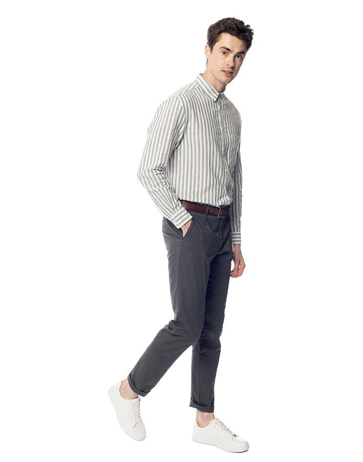 Olive and White Striped Button-Down - Kloth Studio Inc. - klothstudio.com