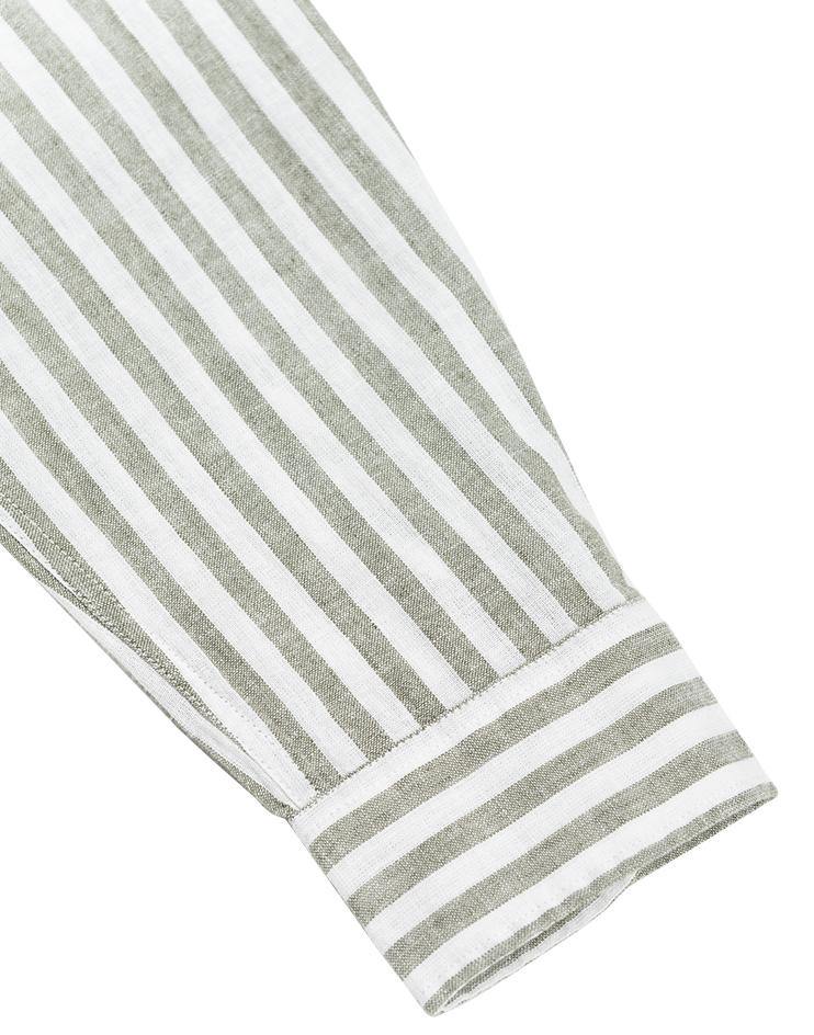 Olive and White Striped Button-Down - Kloth Studio Inc. - klothstudio.com