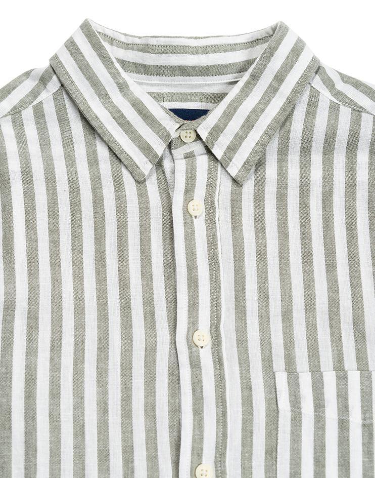 Olive and White Striped Button-Down - Kloth Studio Inc. - klothstudio.com