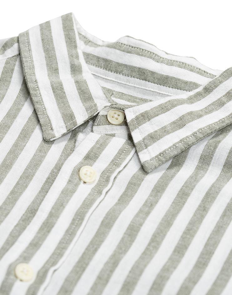 Olive and White Striped Button-Down - Kloth Studio Inc. - klothstudio.com