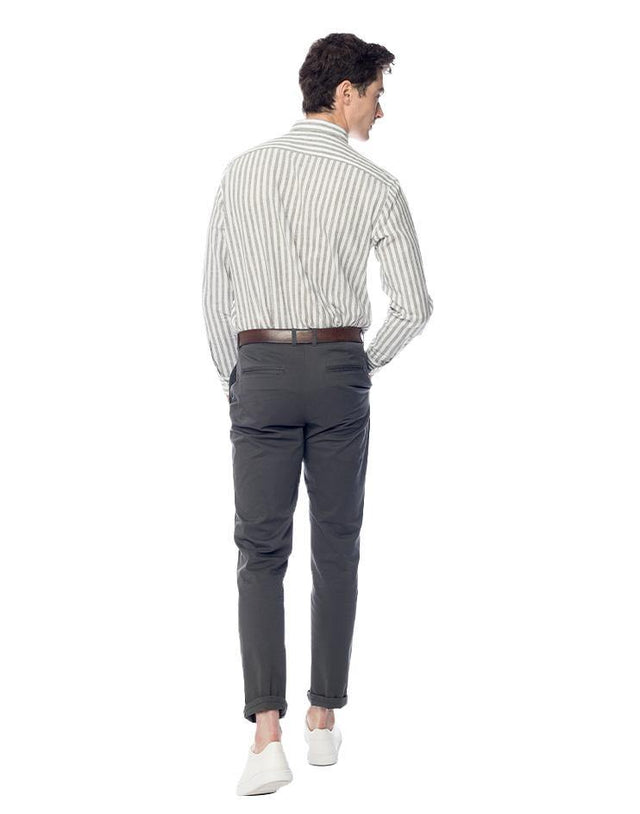 Olive and White Striped Button-Down - Kloth Studio Inc. - klothstudio.com