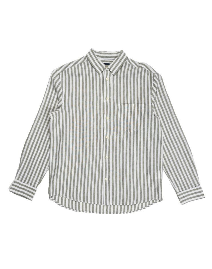 Olive and White Striped Button-Down - Kloth Studio Inc. - klothstudio.com